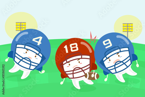 cartoon tooth american football players