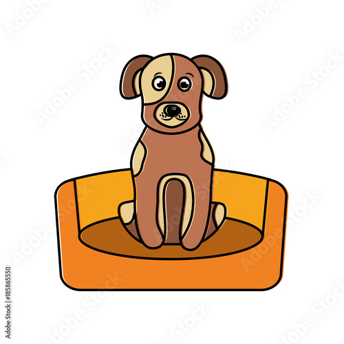 dog sitting in the bed pet animal vector illustration