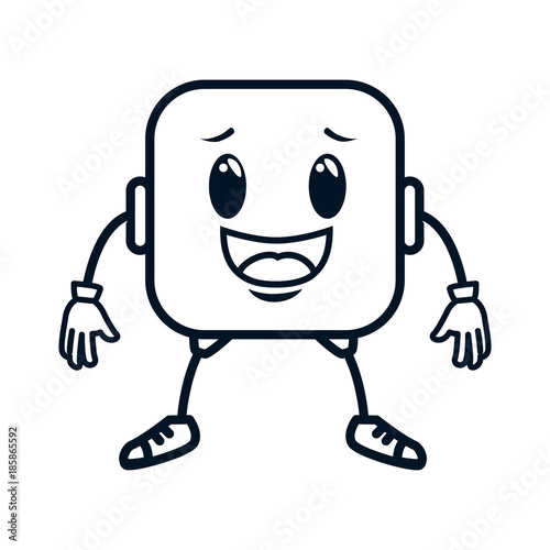 happy emoji square character vector illustration design