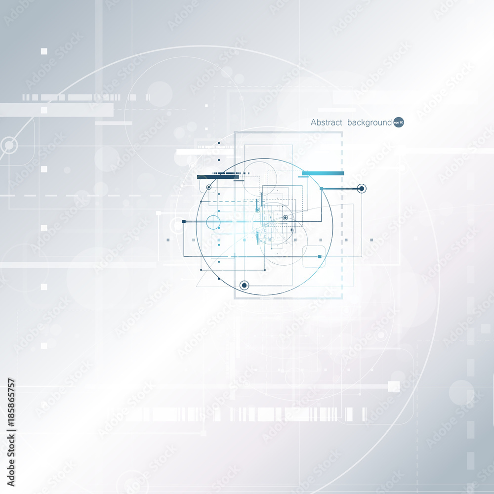 Obraz premium Abstract technology background with various technological elements. Vector illustration.