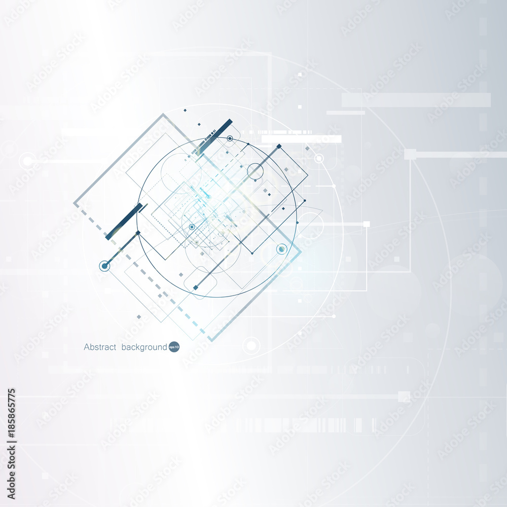 Obraz premium Abstract technology background with various technological elements. Vector illustration.