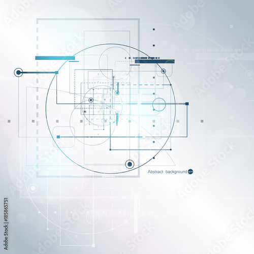 Abstract technology background with various technological elements. Vector illustration.