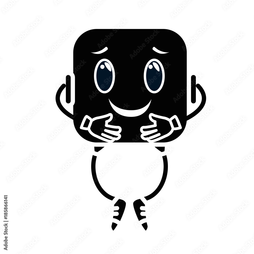 happy emoji square character vector illustration design