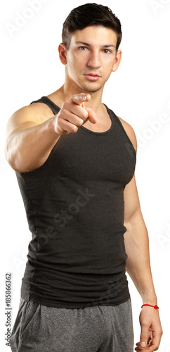 muscular man pointing