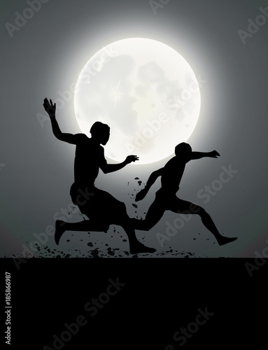 Two men running on the field 