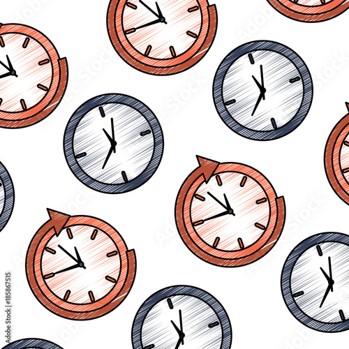 business clock management around service seamless pattern vector illustration