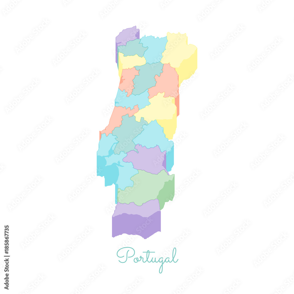 Map Portugal Borders Regions Stock Vector by ©grebeshkovmaxim@gmail.com  377532672