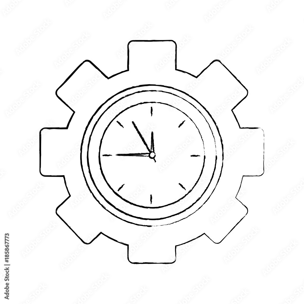 business clock gear work time vector illustration business clock gear work time vector illustration
