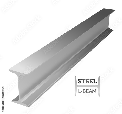 Steel I-beam. Rogo of the beam. Realistic vector illustration.