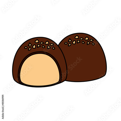 two chocolate candy snack sugar sweet cream vector illustration