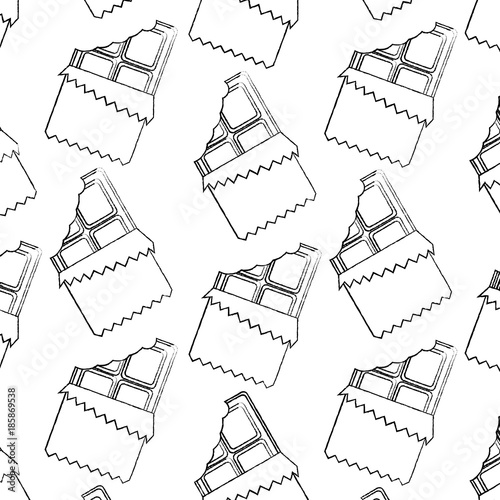 chocolate bar bitten in packaging seamless pattern vector illustration