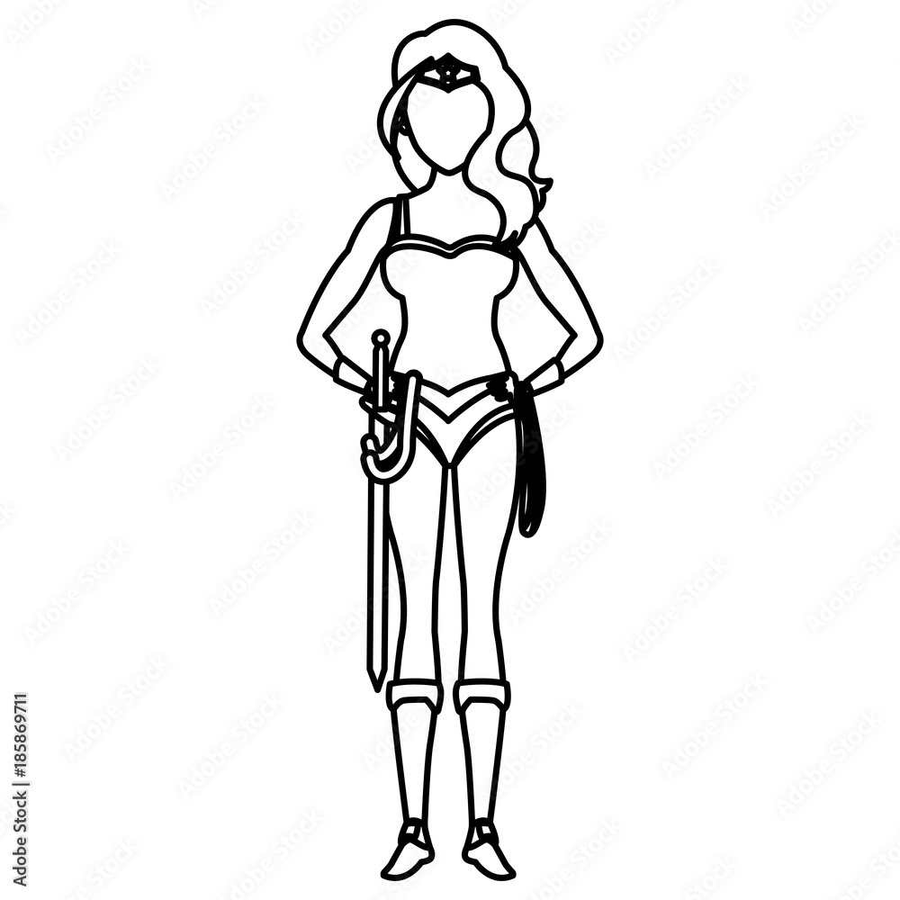 Beautiful woman medieval warrior icon vector illustrationgraphic design