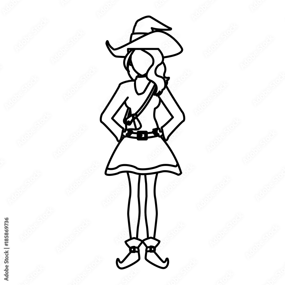 Beautiful woman with witch costume cartoon icon vector illustrationgraphic design Beautiful woman with witch costume cartoon icon vector illustrationgraphic design