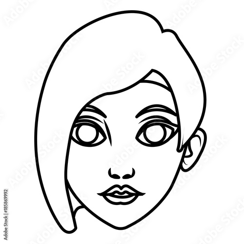 Beautiful woman face cartoon icon vector illustrationgraphic design