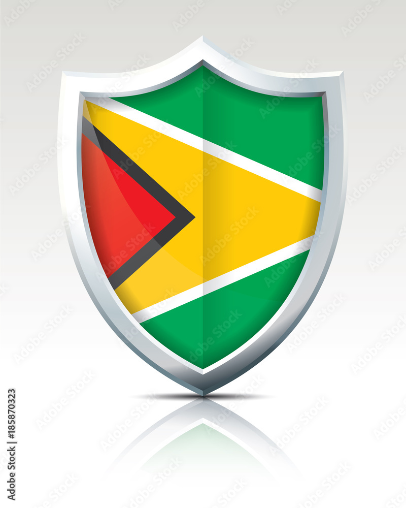 Fototapeta premium Shield with Flag of Guyana