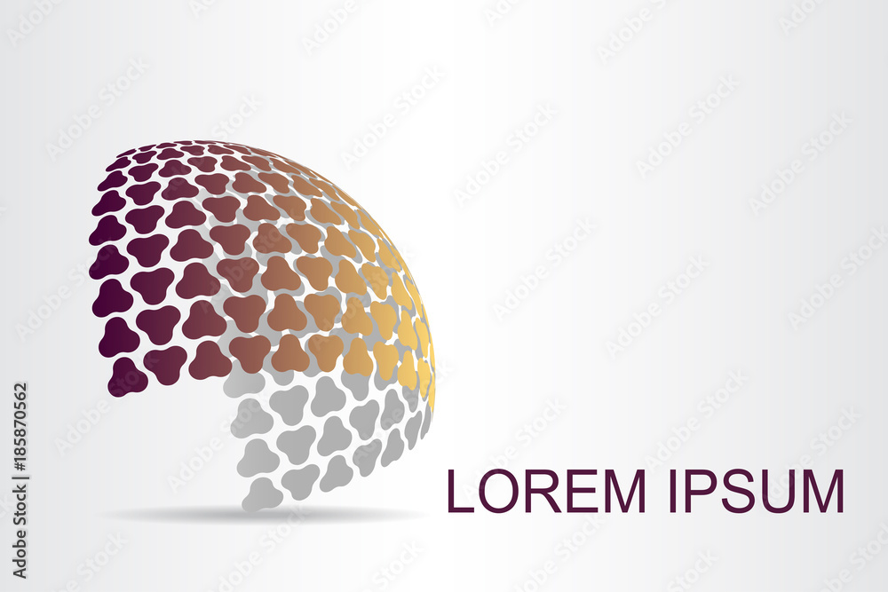 Logo stylized spherical surface with abstract shapes