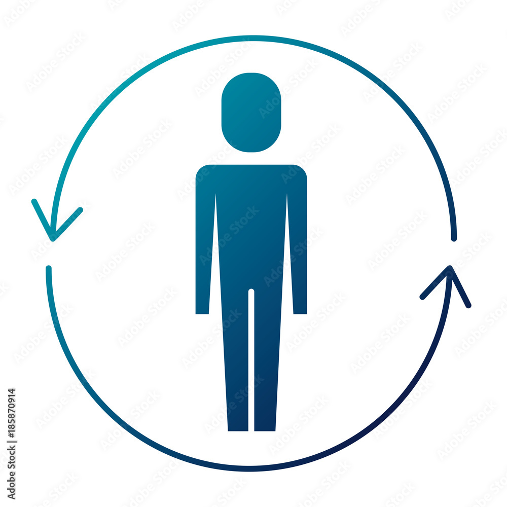 businessman with arrows around solution vector illustration blue image businessman with arrows around solution vector illustration blue image
