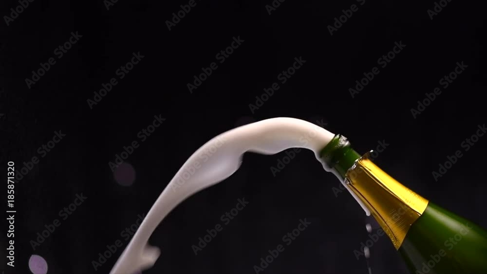 explosion. Sparkling wine opening champagne bottle closeup. Slow 4K UHD video footage. 3840X2160 Stock Video | Adobe Stock
