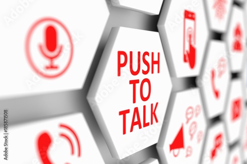 Push to talk concept cell blurred background 3d illustration photo