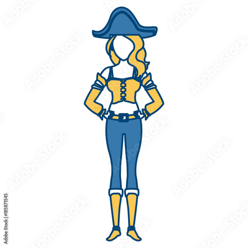 Beautiful woman pirate cartoon icon vector illustrationgraphic design