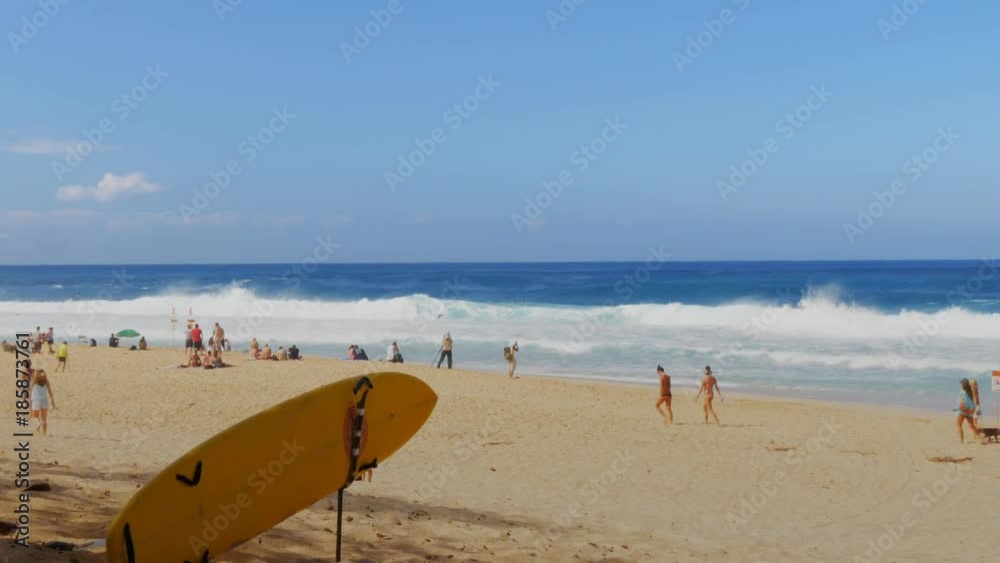 a wide shot of ehukai beach park the location of the famous pipeline surf break a wide shot of ehukai beach park the location of the famous pipeline surf break