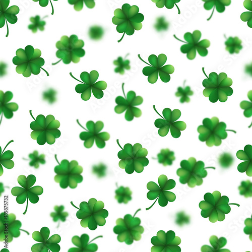 St. Patrick s Day shamrocks seamless pattern. EPS 10 vector
