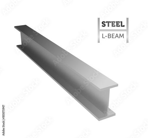 Steel I-beam. Rogo of the beam. Realistic vector illustration.