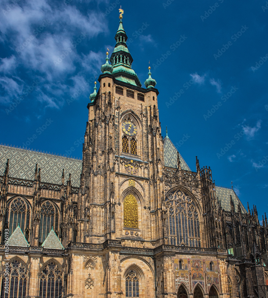 Exterior of Saint Vitus Cathedral in Prague, Czech Republic