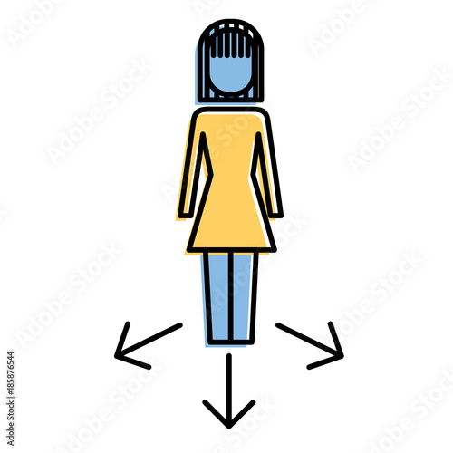 businesswoman options arrows direction choise vector illustration