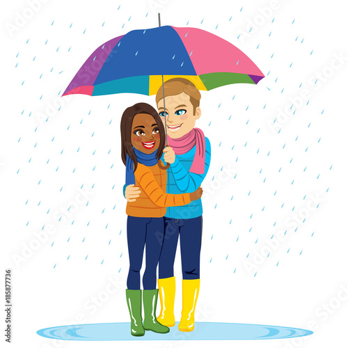 Young interracial couple em...