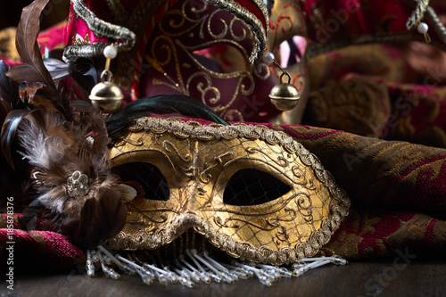 Old carnival masks .