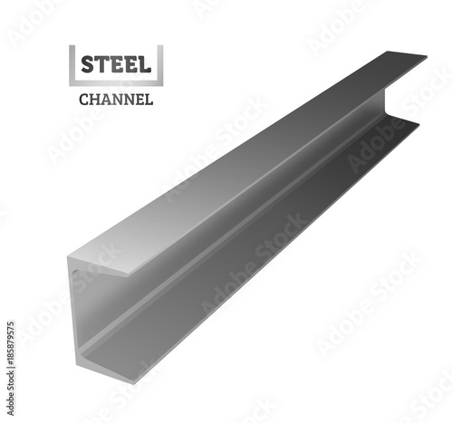 Steel I-beam. Logo of the channel. Realistic vector illustration.