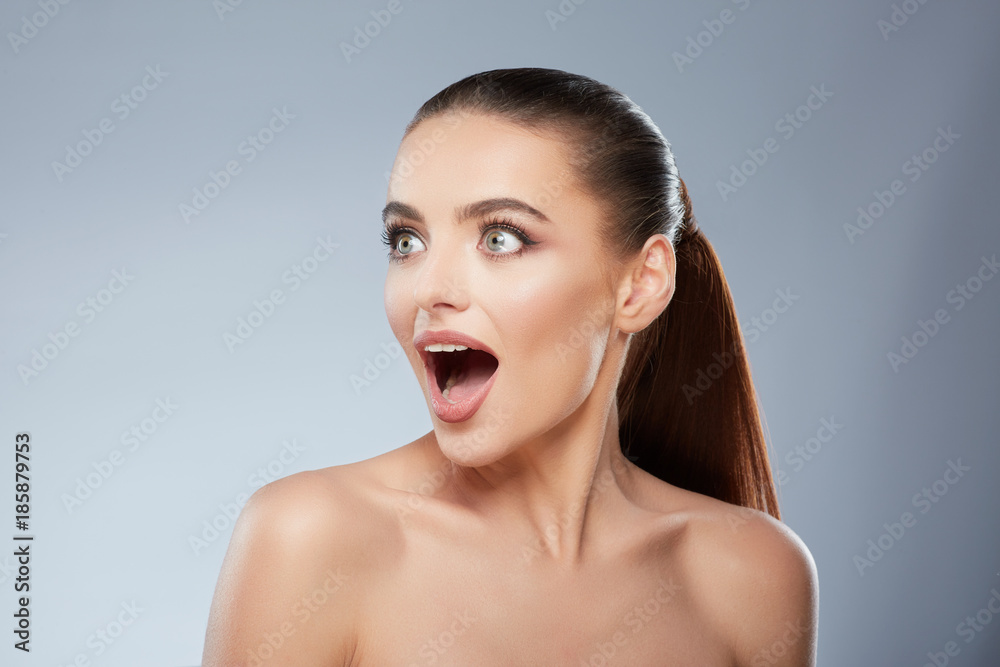Profile of excited girl Profile of excited girl