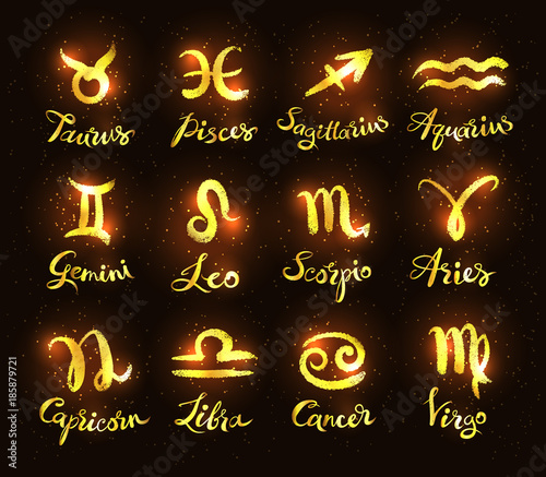 Gold and black collection of zodiac signs