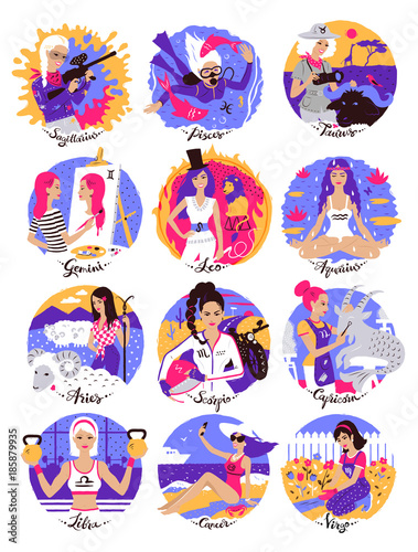 Collection of Zodiac signs illustrations
