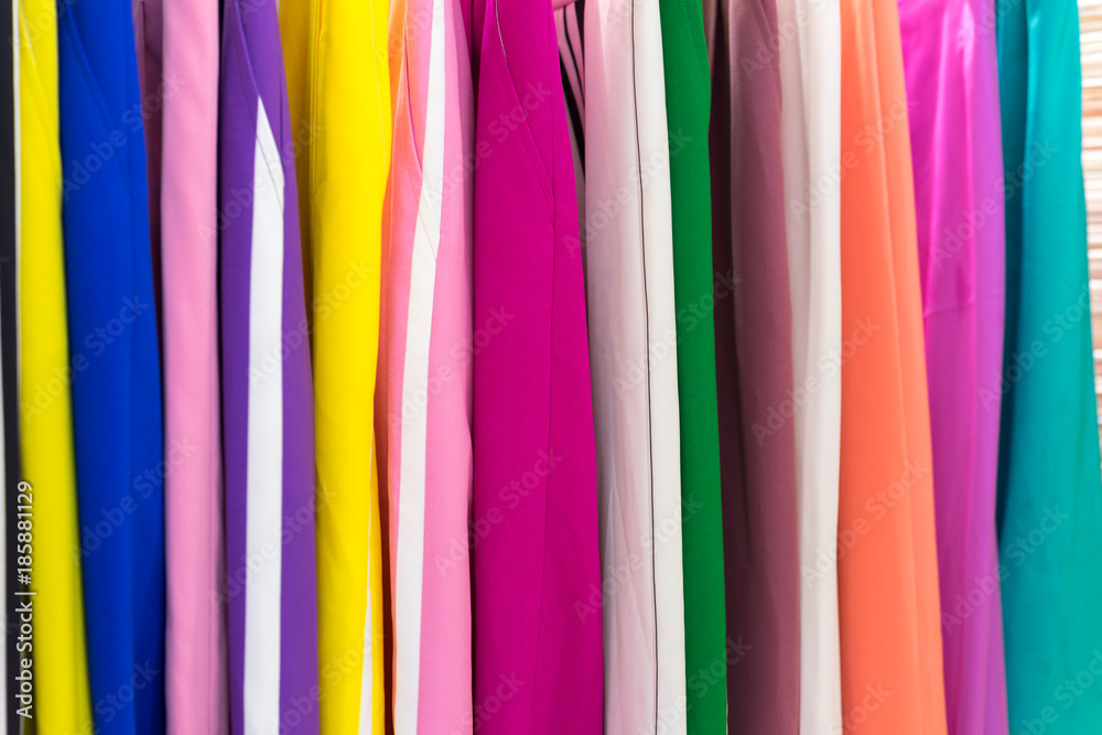 Colorful Vietnamese traditional long dress Ao Dai closeup