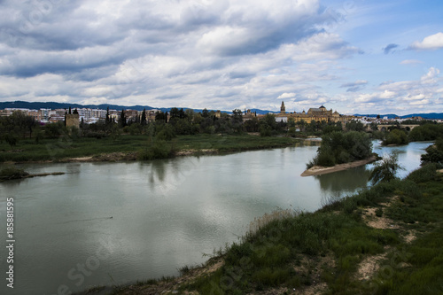 Panoramic view of the Mosque of Cordoba and the Guadalquivir River