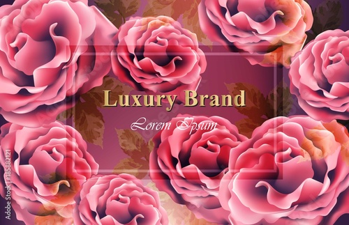 Rose flowers background template Vector. Realistic 3d flowers