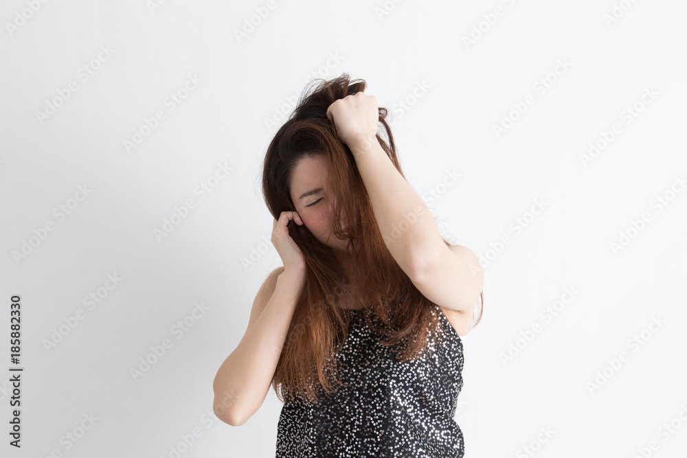 Obraz premium ショック・女性(白バック)