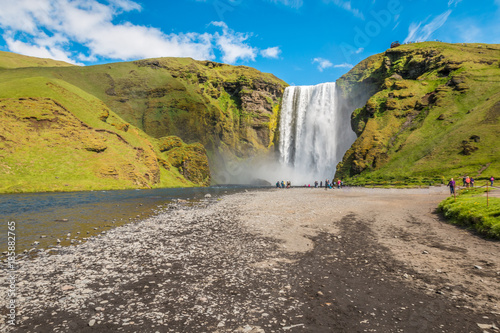 Nice view of Skogafoss falls in Iceland photo