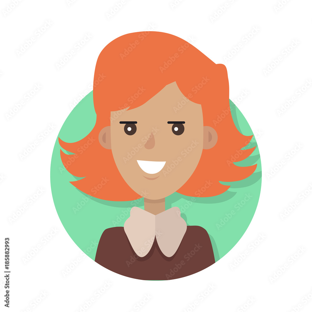 Woman Face Emotive Vector Icon in Flat Style  