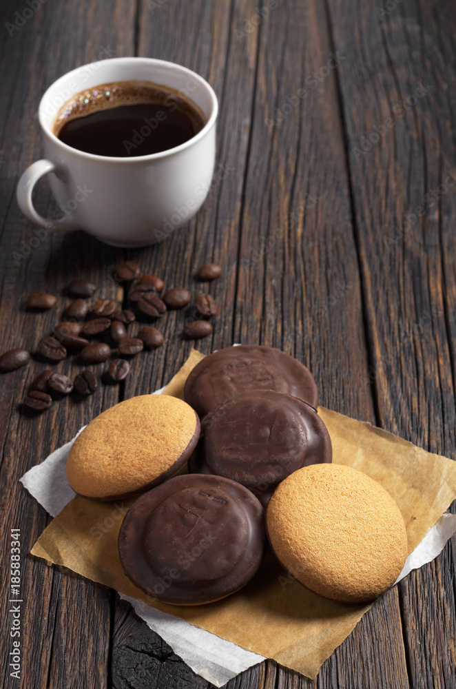 Chocolate cookies and coffee Chocolate cookies and coffee