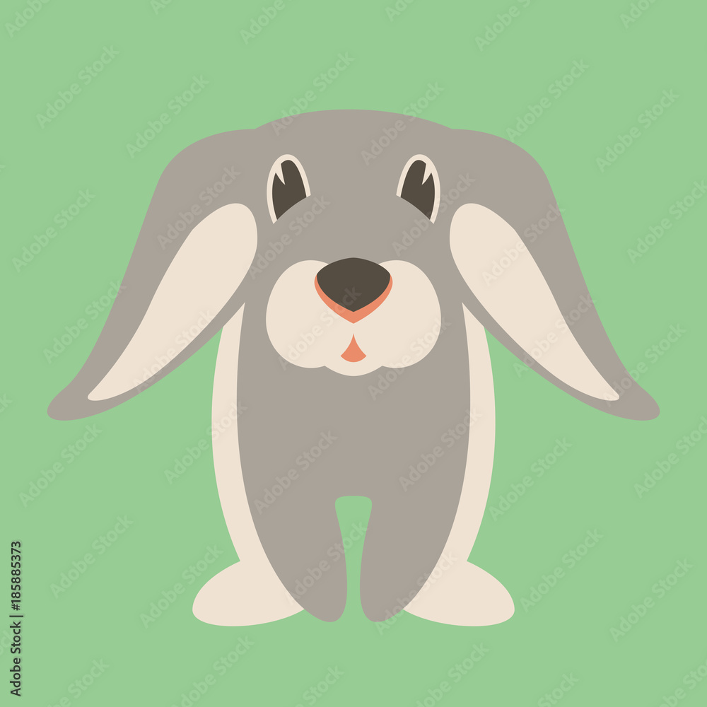 rabbit cartoon  vector illustration flat style front