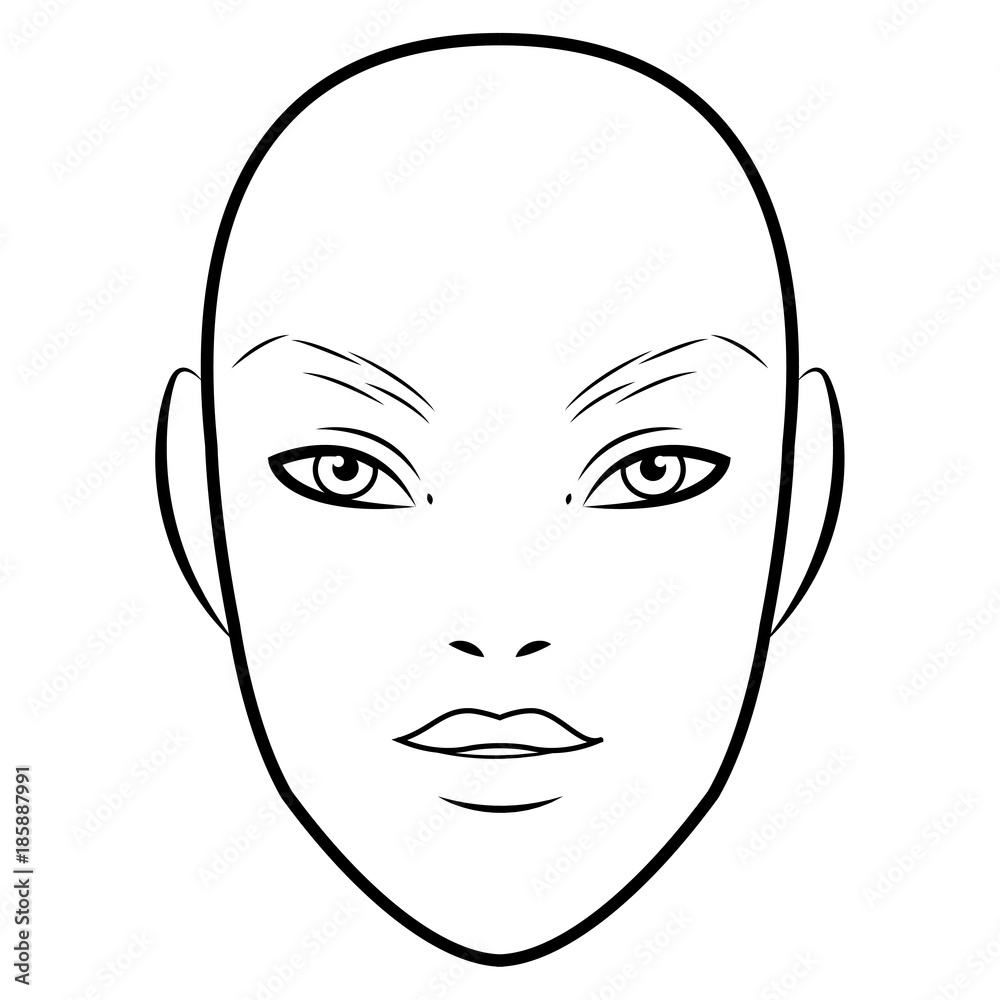 Men Face chart Makeup Artist Blank. Template. Vector illustration.