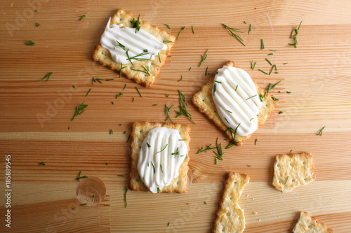 Photography cracker with cream cheese