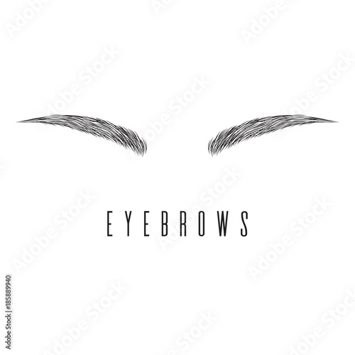Perfect shape eyebrows. Eyebrow tattoo. Glamorous fashion makeup. Logo beauty salon. Care for eyebrows - grooming and microblading