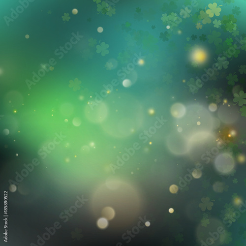 Abstract bokeh blur template with - trifolium clovers. EPS 10 vector © berezovskyi