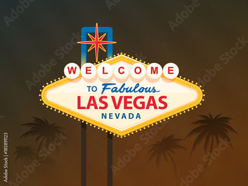 Welcome to fabulous Las Vegas Nevada sign with palm trees in the background vector illustration 