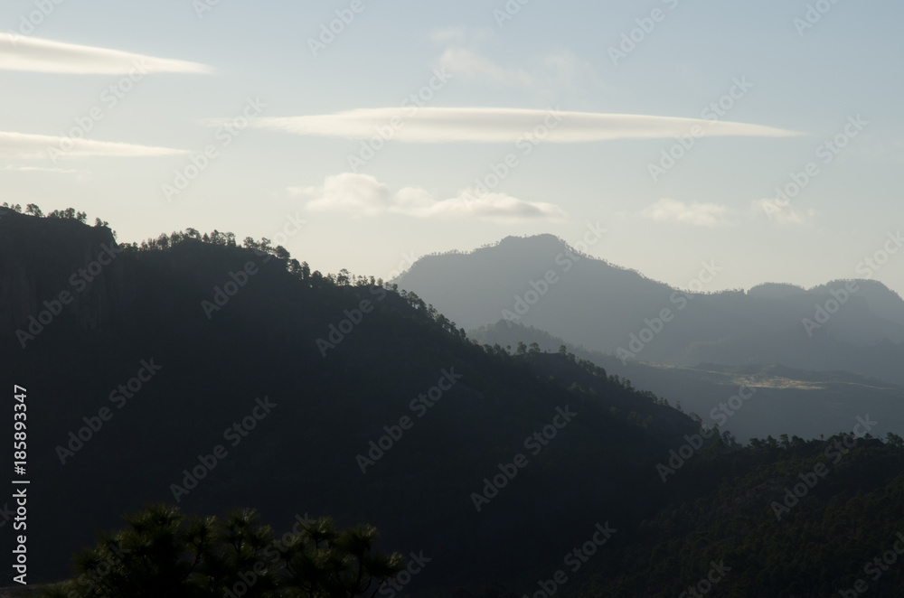 Integral Natural Reserve of Inagua and Pilancones Natural Park in the background. Gran Canaria. Canary Islands. Spain.