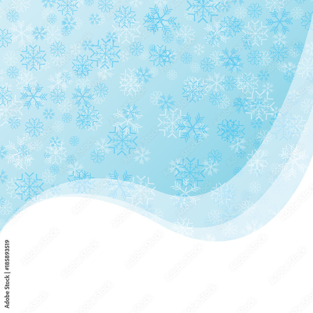 Vector winter Christmas seamless pattern with snowflakes on blue background. Winter backdrop or layout design